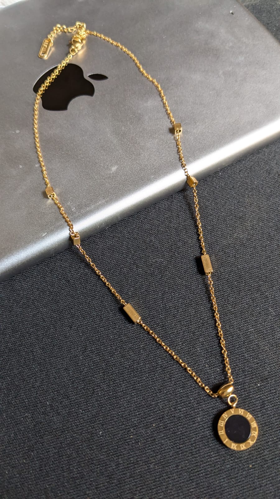 Gold-Plated Roman Numeral Black Pendant Necklace – The Sam Collection