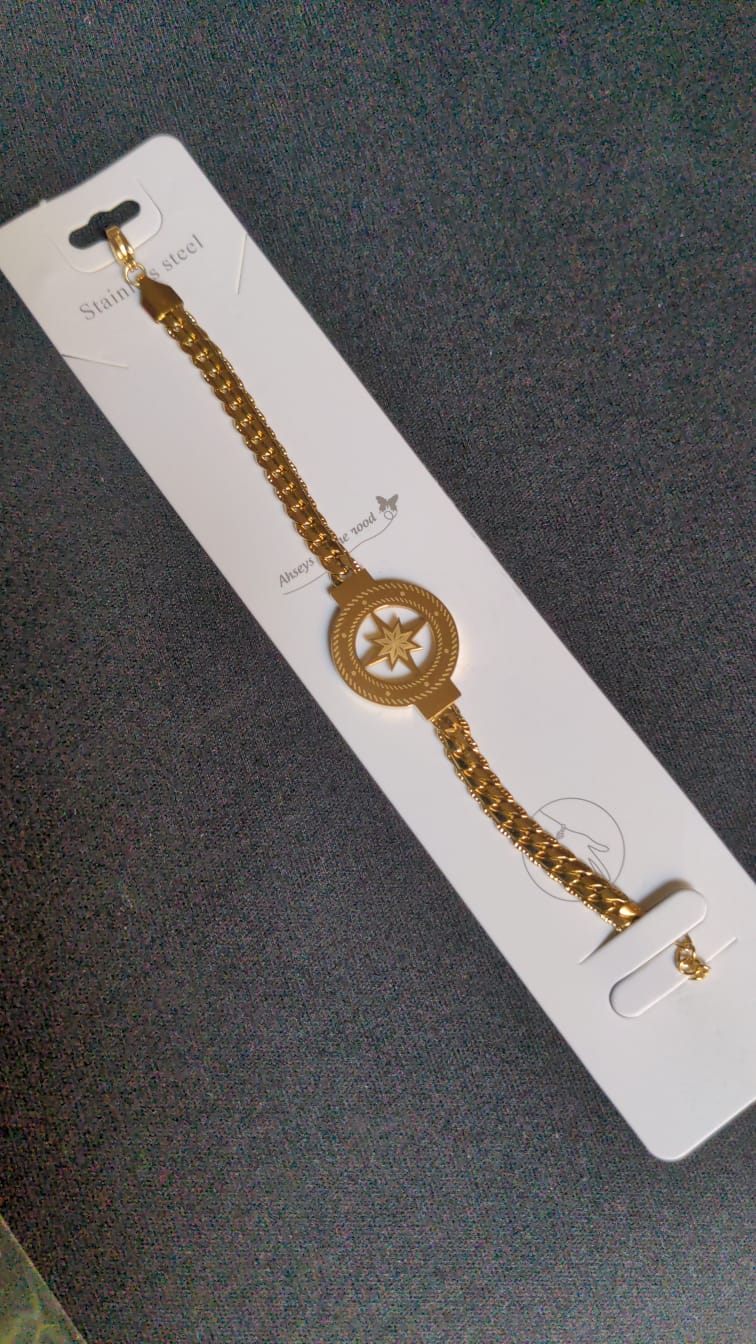 Gold-Toned Stainless Steel Compass Rose Charm Bracelet – The Sam Collection