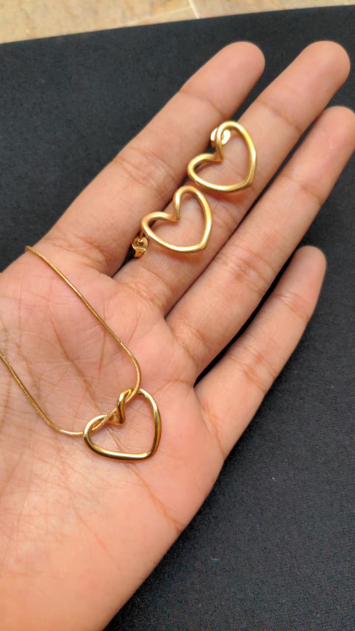 Heart-Shaped Necklace & Earrings Set – Titanium Steel Jewelry – The Sam Collection